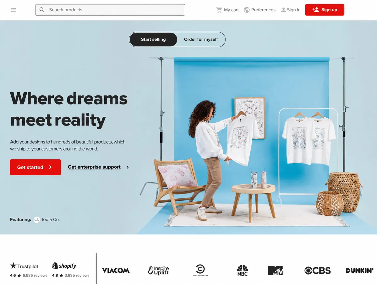 Example branded Shopify company store on desktop