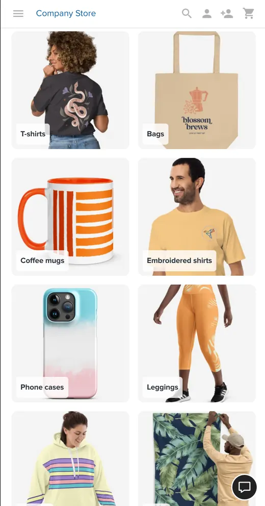 Example branded Shopify company store on a phone