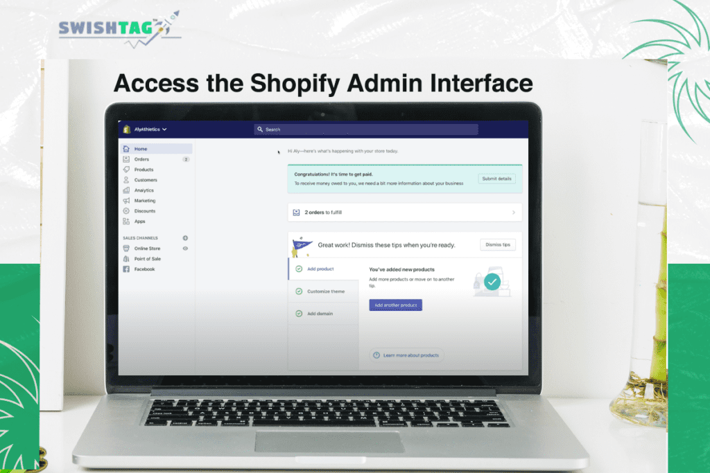 Access the Shopify Admin Interface before importing products
