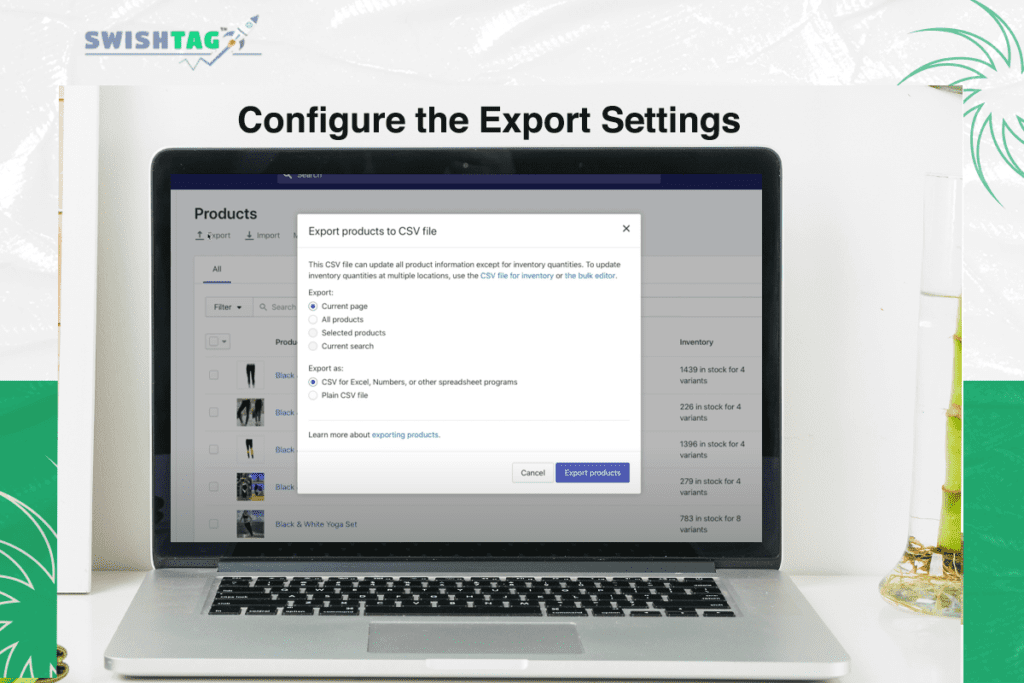 Configure the Export Settings