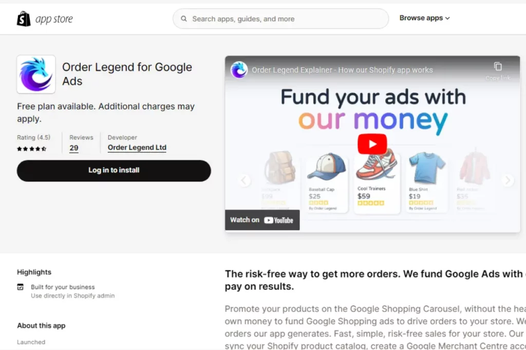 Order Legend for Google Ads