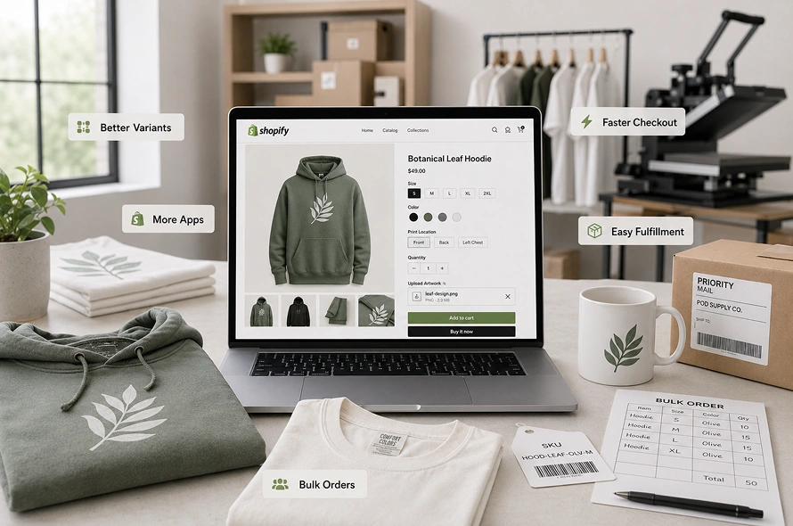 Why Custom Print Shops (POD) Move to Shopify