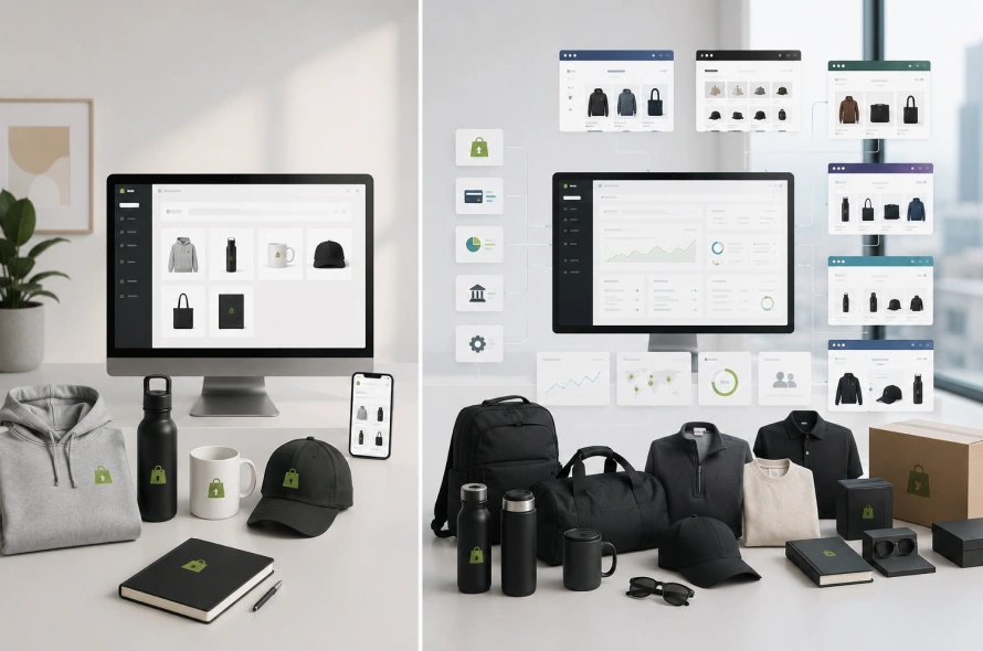 Comparison: Standard Shopify vs Shopify Plus for Corporate Swag Store